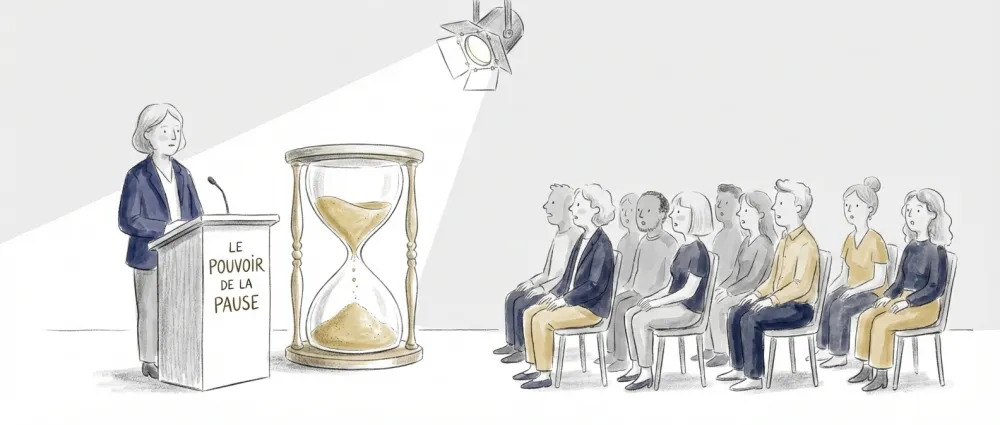 Illustration article technique du silence en réunion leadership