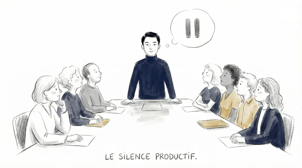 Illustration technique du silence en réunion art oratoire