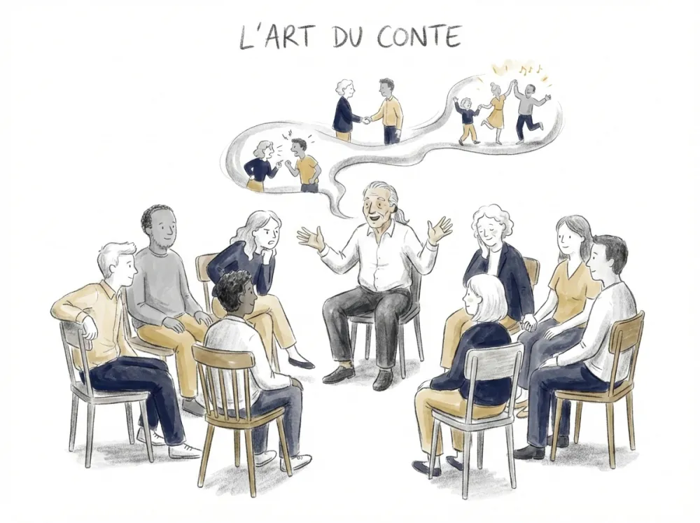 Illustration immersion narrative — apprentissage par l'histoire